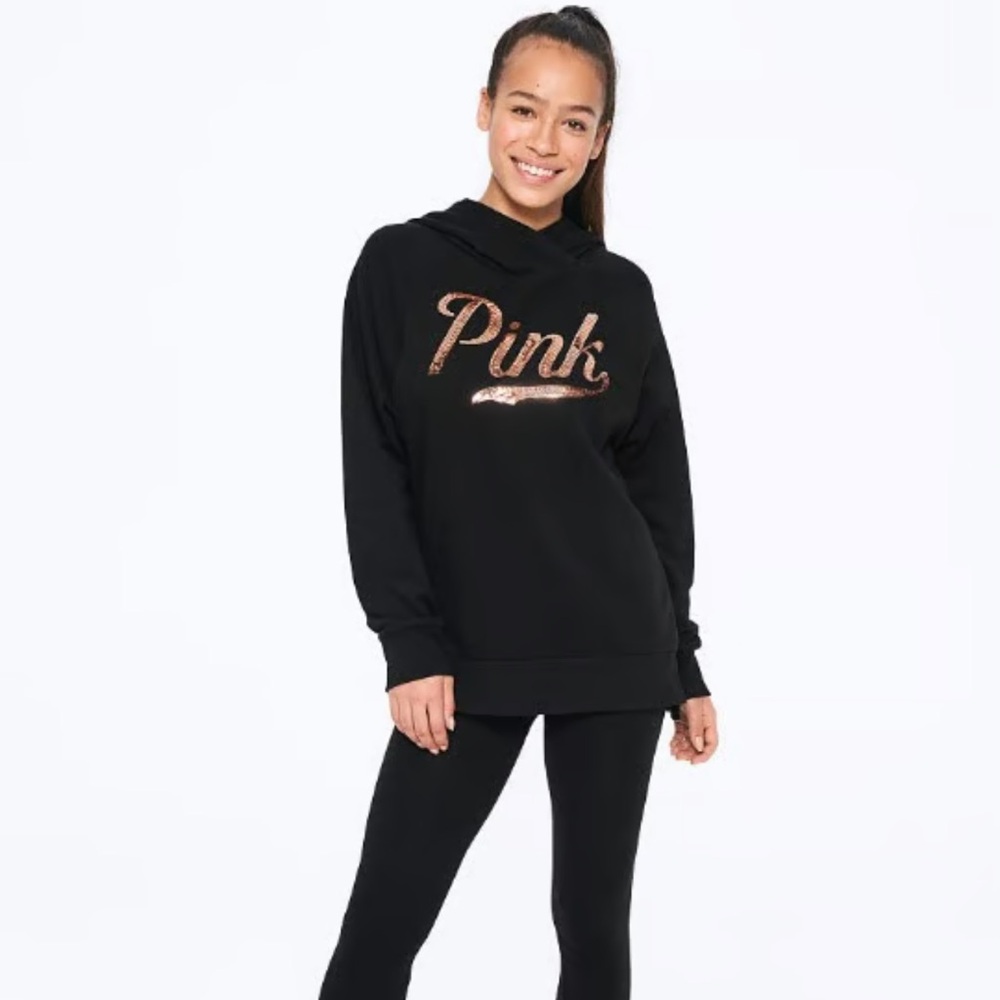 Black and gold sequins hoodie Victoria secret pink fleece hoodie size small